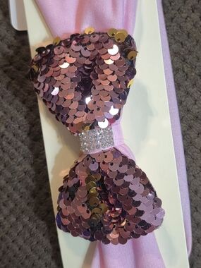 The Blossom Apparel Pink Sequin Bow Headband with Rhinestone Wrap